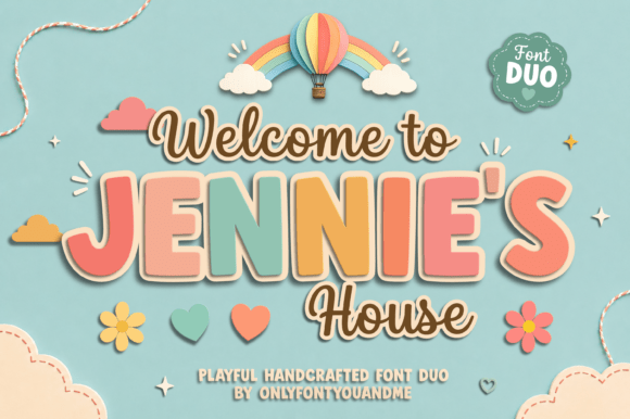 圆润粗体交织流畅手写的 Jennies House 休闲游戏UI搭档