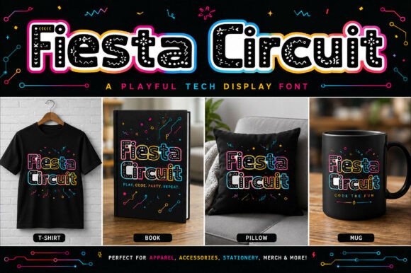 电路纹理粗圆体Fiesta Circuit点亮排版