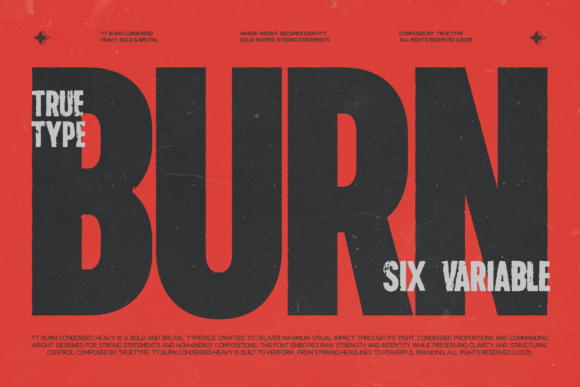 窄身紧凑且极具视觉冲击的海报字体TRT Burn