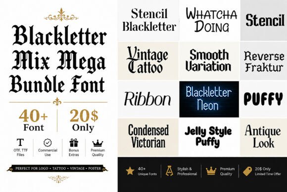 App界面想用哥特风？Blackletter Mix Mega Bundle 合适吗