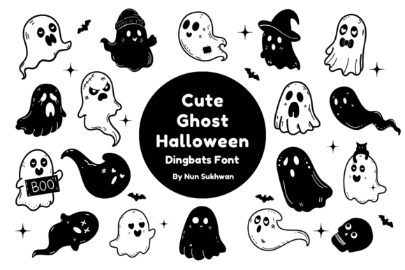 手绘萌系幽灵点缀游戏UI符号字体Cute Ghost Halloween