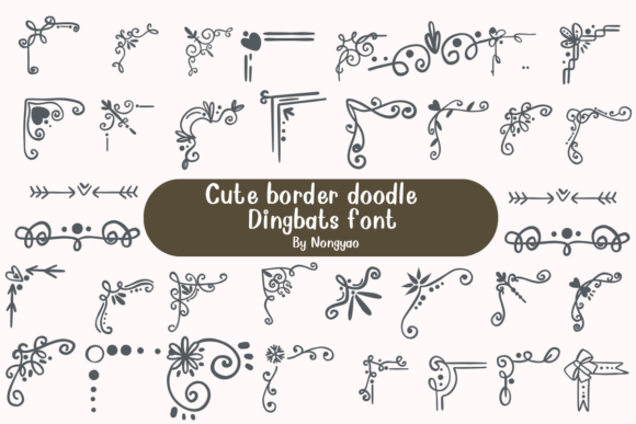 手绘星星卷草点缀的游戏UI字体 Cute Border Doodle
