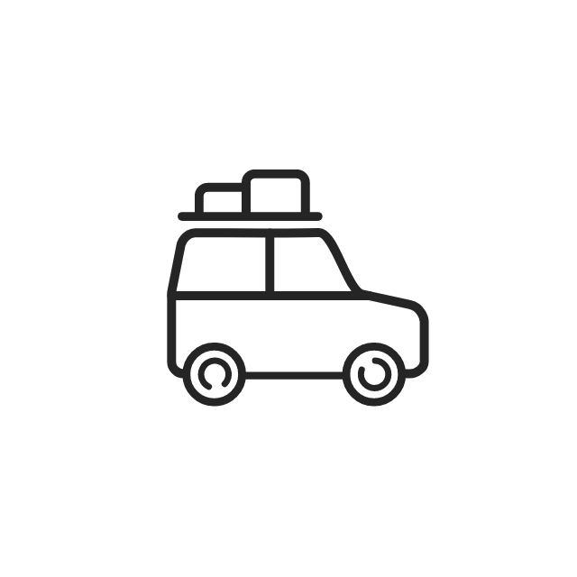 带行李箱的线条小车，兼顾加载等待与按钮反馈