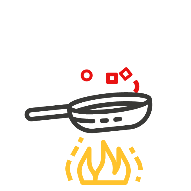 颠勺烹饪的轻快动效，适合作为美食应用开屏动画