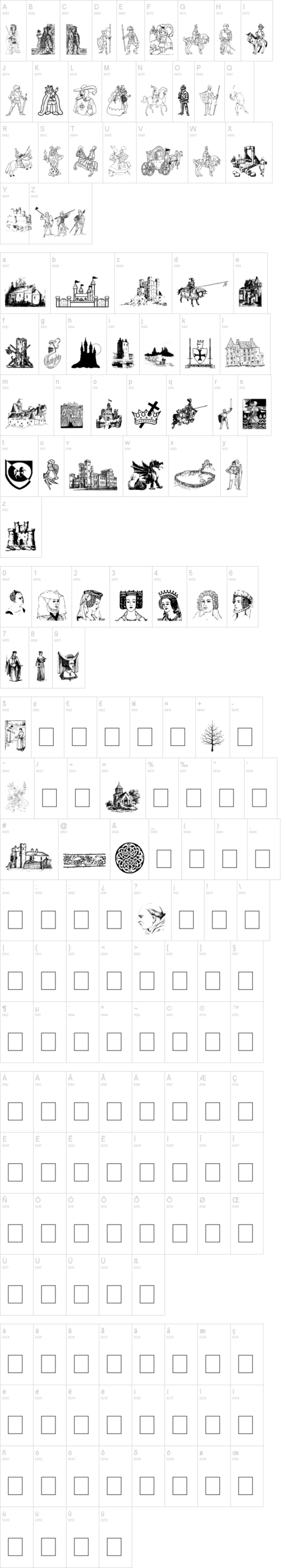001 Medieval Daze 字体字形表