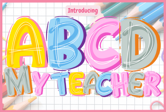 手帐贴纸版面上一眼认出 Abcd My Teacher