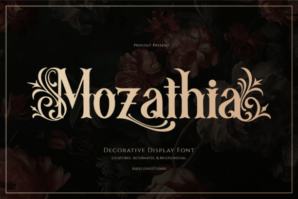 Mozathia 的哥特花饰在标题排版中极具戏剧张力
