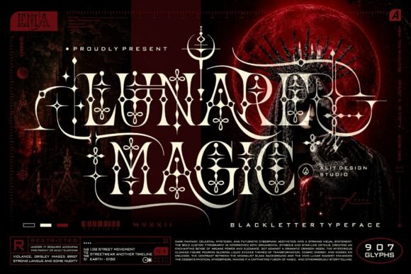 Lunare Magic Typeface，暗夜魔法的哥特符文，适用于服饰与音乐