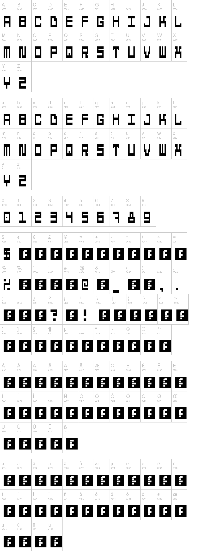5 Computers In Love 字体字形表