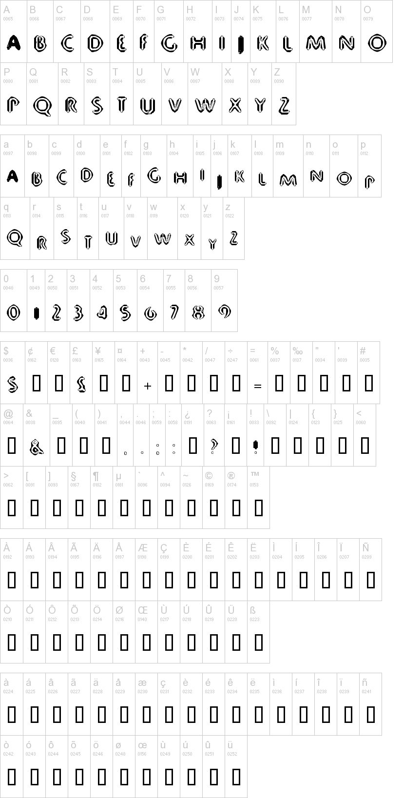 80 Decibels 字体字形表