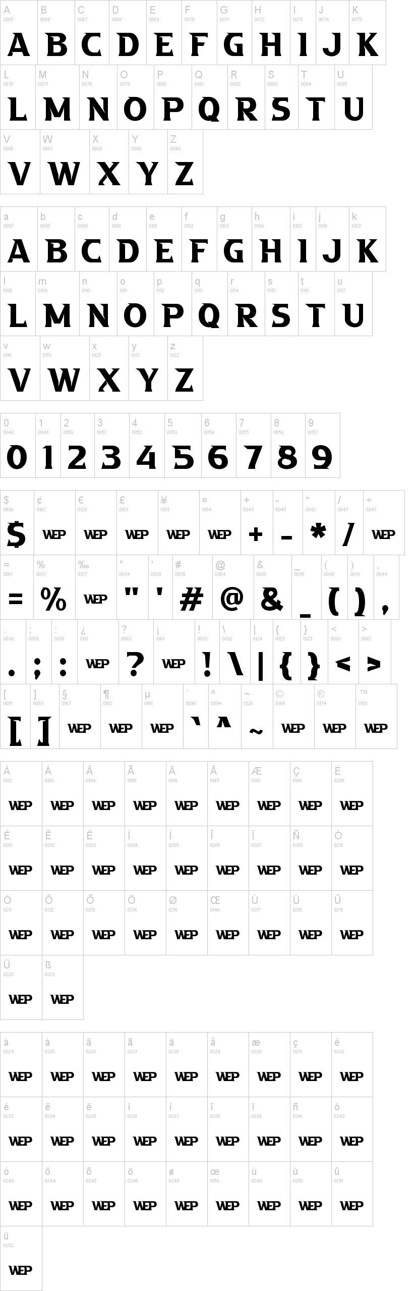 A Absolute Empire 字体字形表