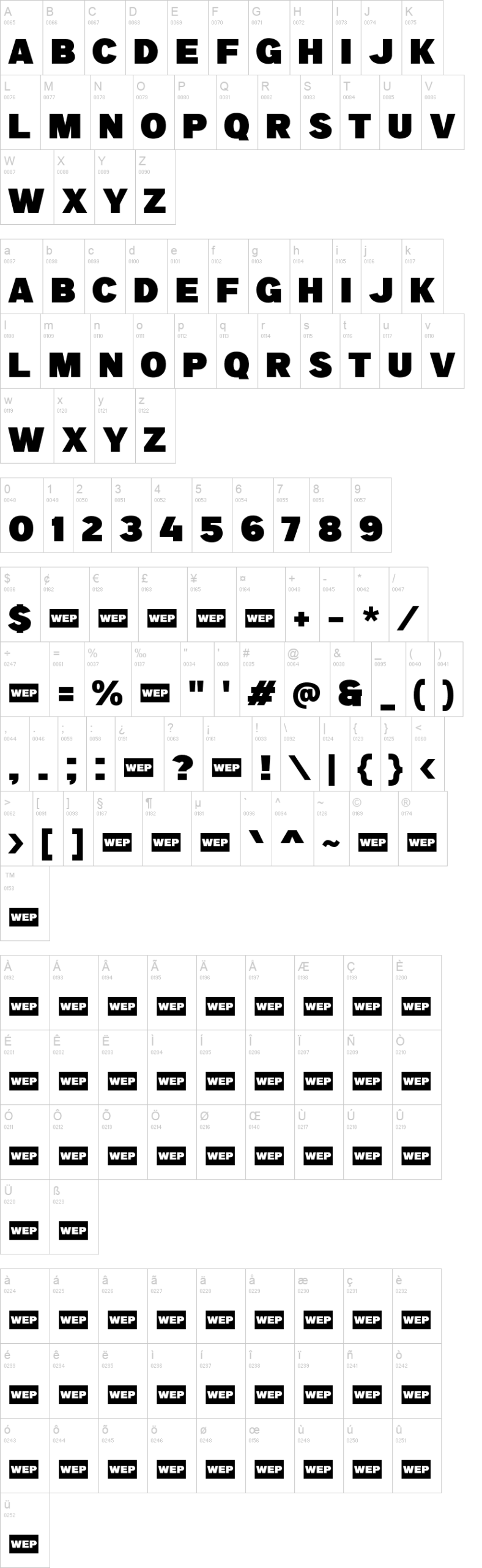 a Big Deal 字体字形表