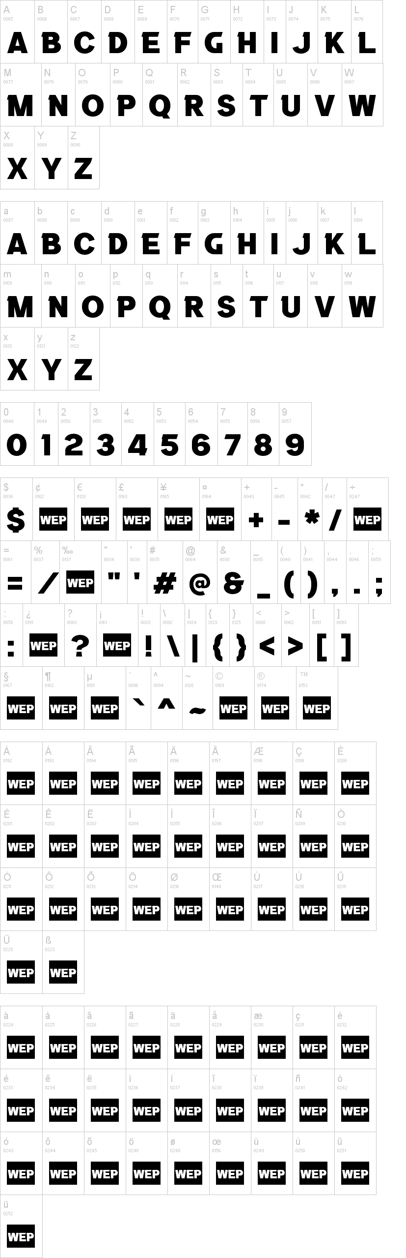 A Black Lives 字体字形表