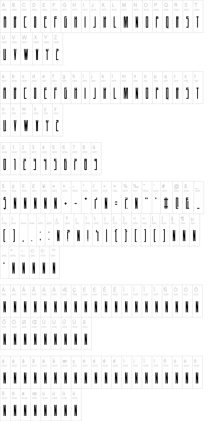 A Dash of Salt 字体字形表