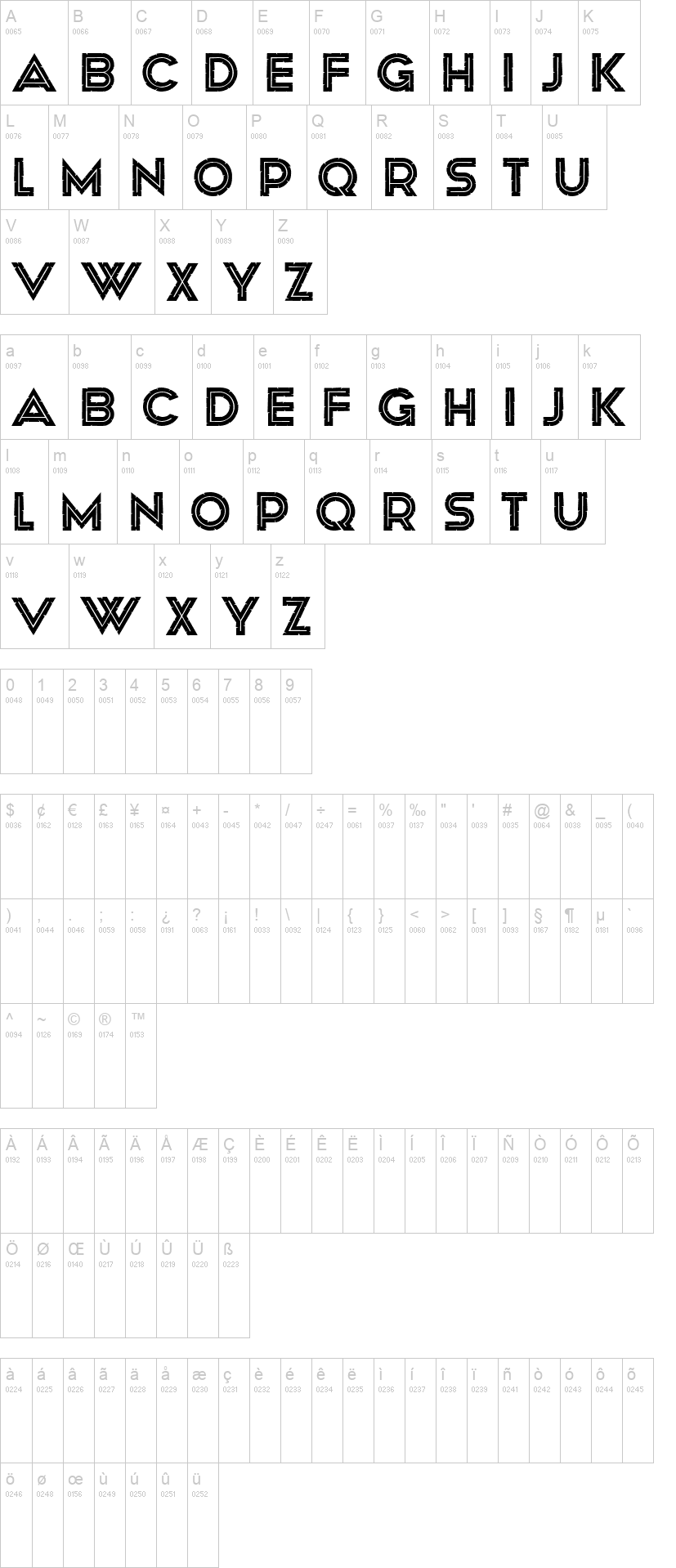 Africa 字体字形表