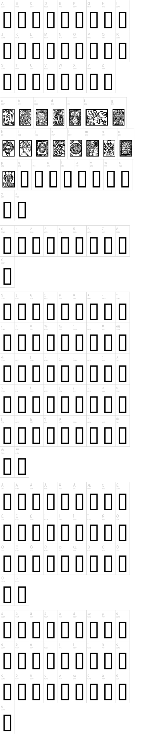 African Design 字体字形表