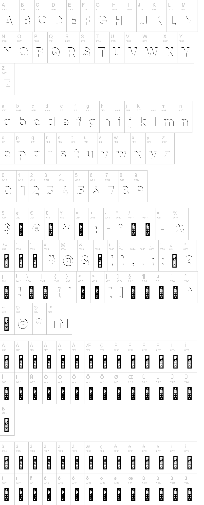 Airment 字体字形表