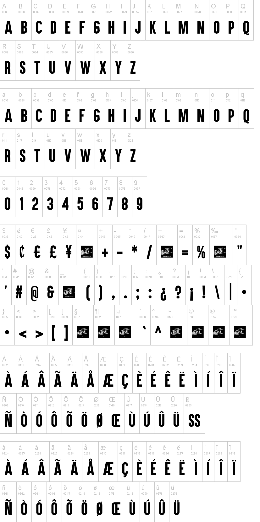 Aku & Kamu 字体字形表