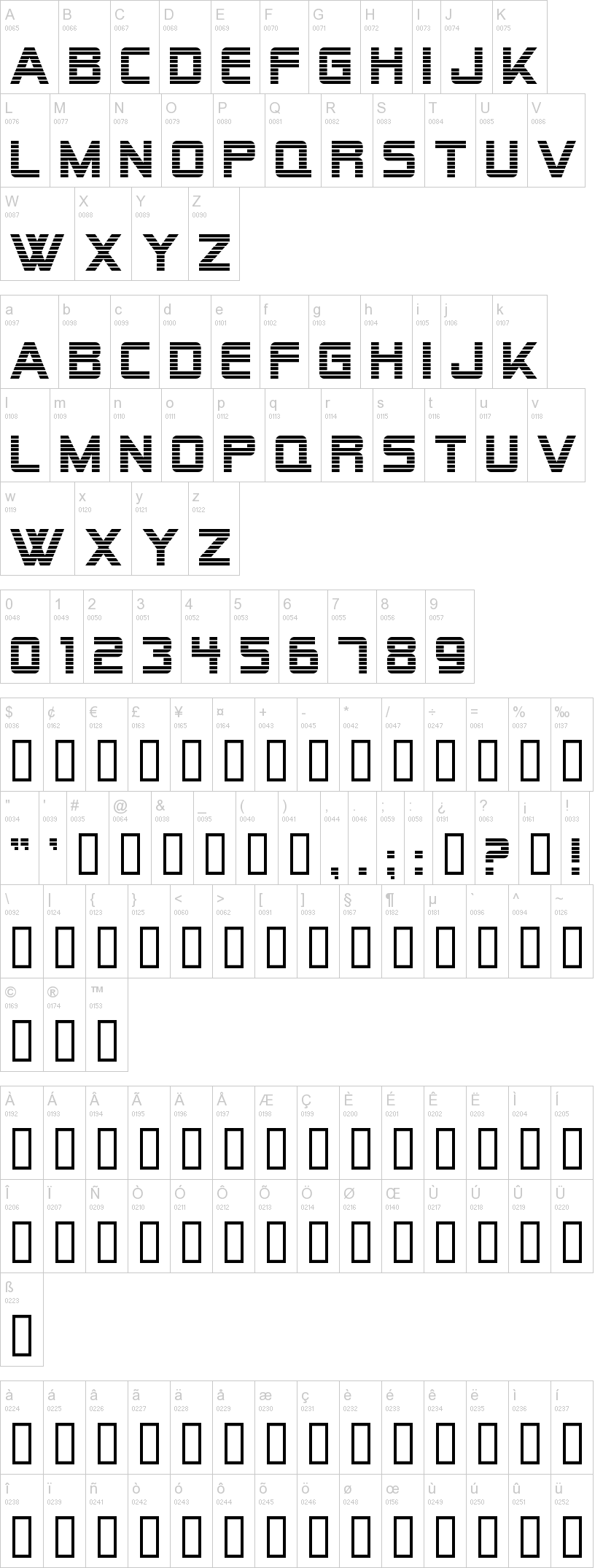 Alien Encounters 字体字形表