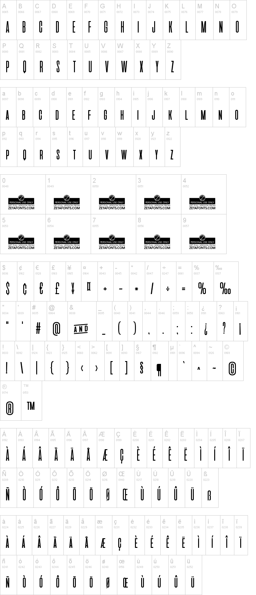 Aliens And Cows 字体字形表