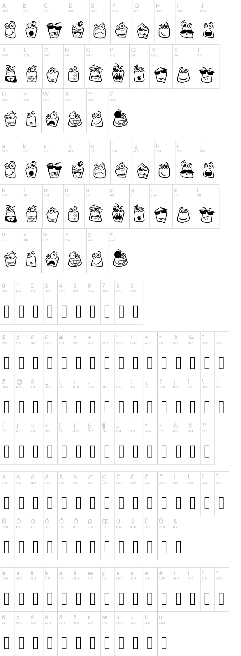 Alin Square Emoji 字体字形表