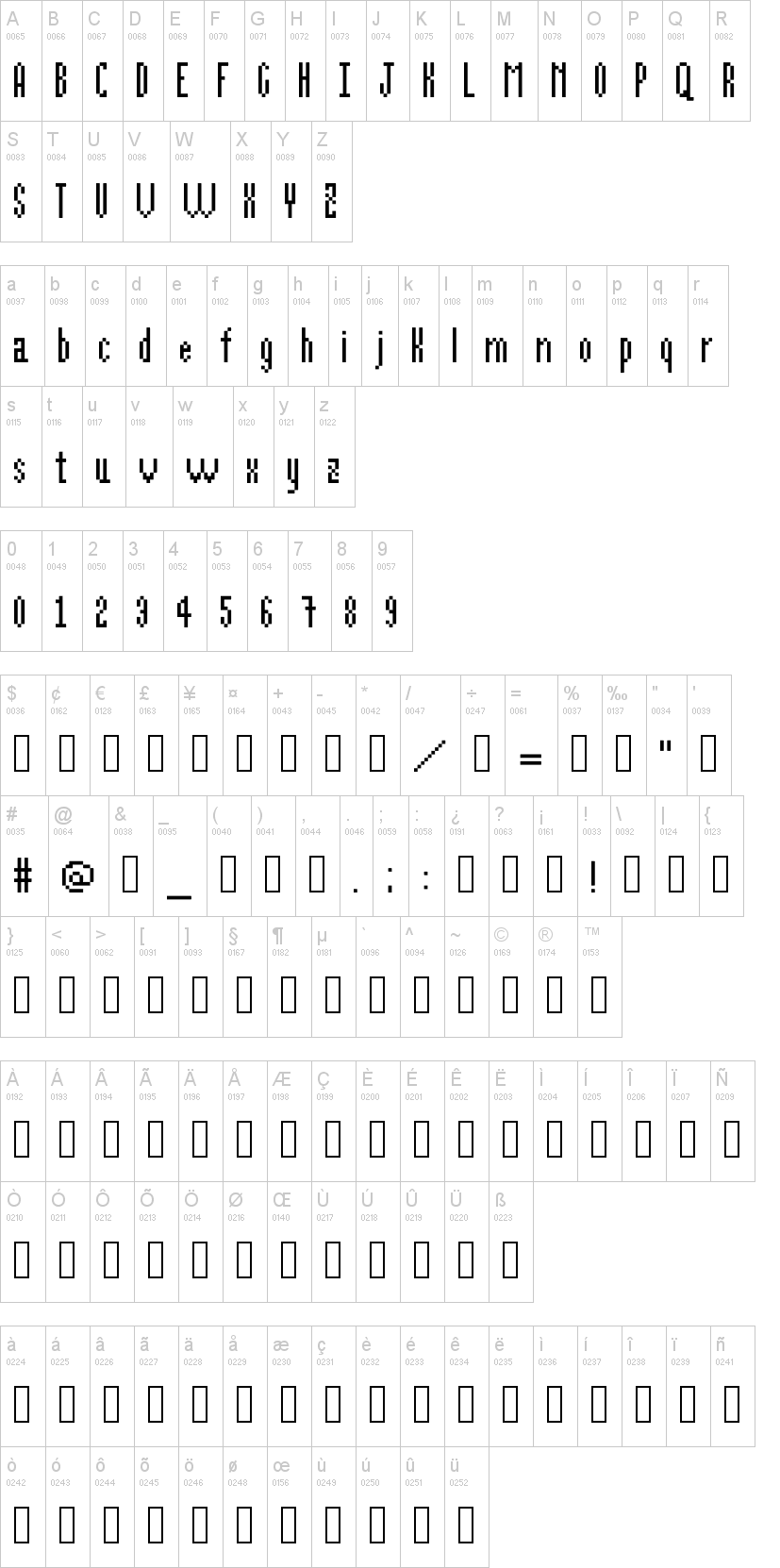 A little bit 字体字形表