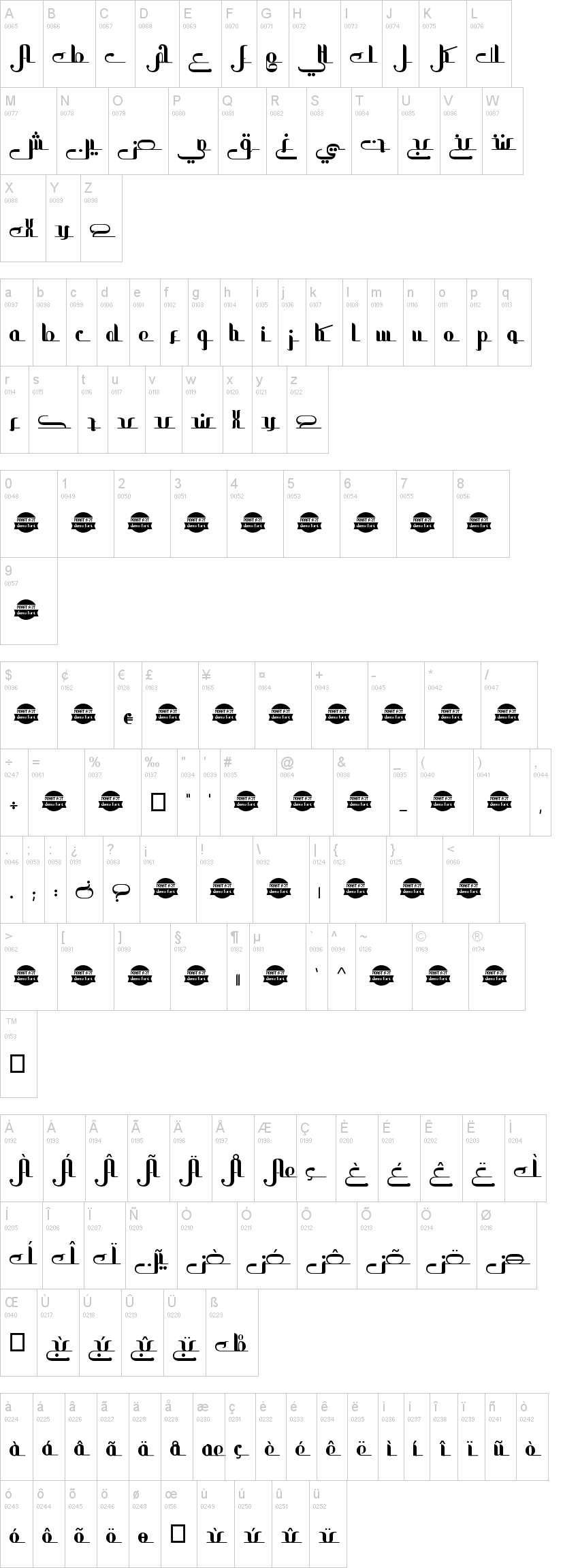 All Ramadan Karim 字体字形表