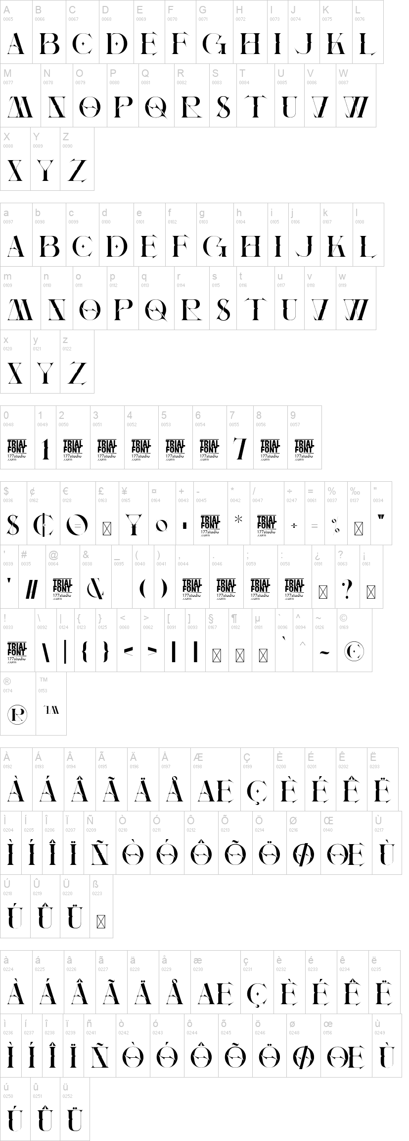 Allowing Freedom 字体字形表