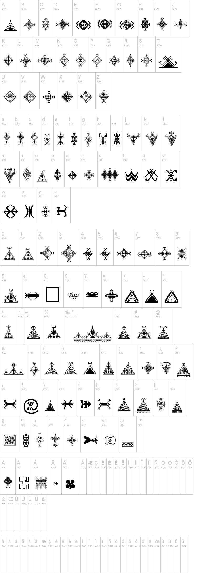 Amazigh Motifs 字体字形表