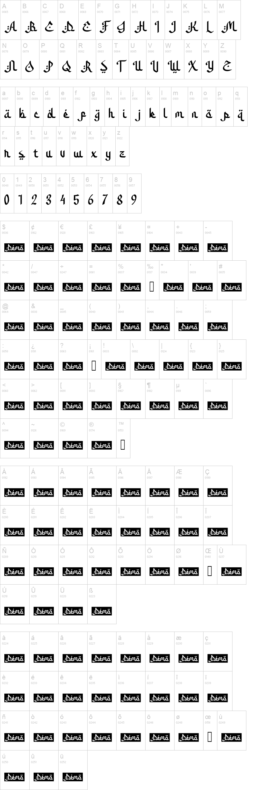 Amazing Ramadhan 字体字形表