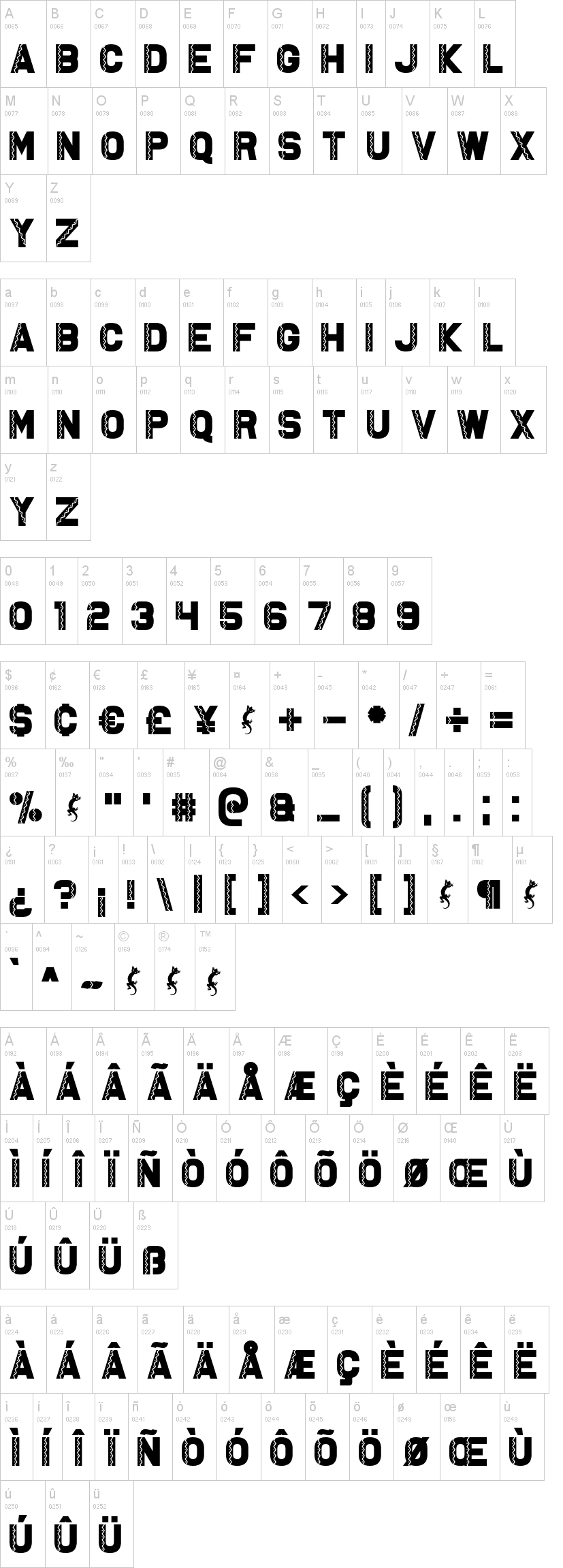 Ambystoma Mexicanum 字体字形表