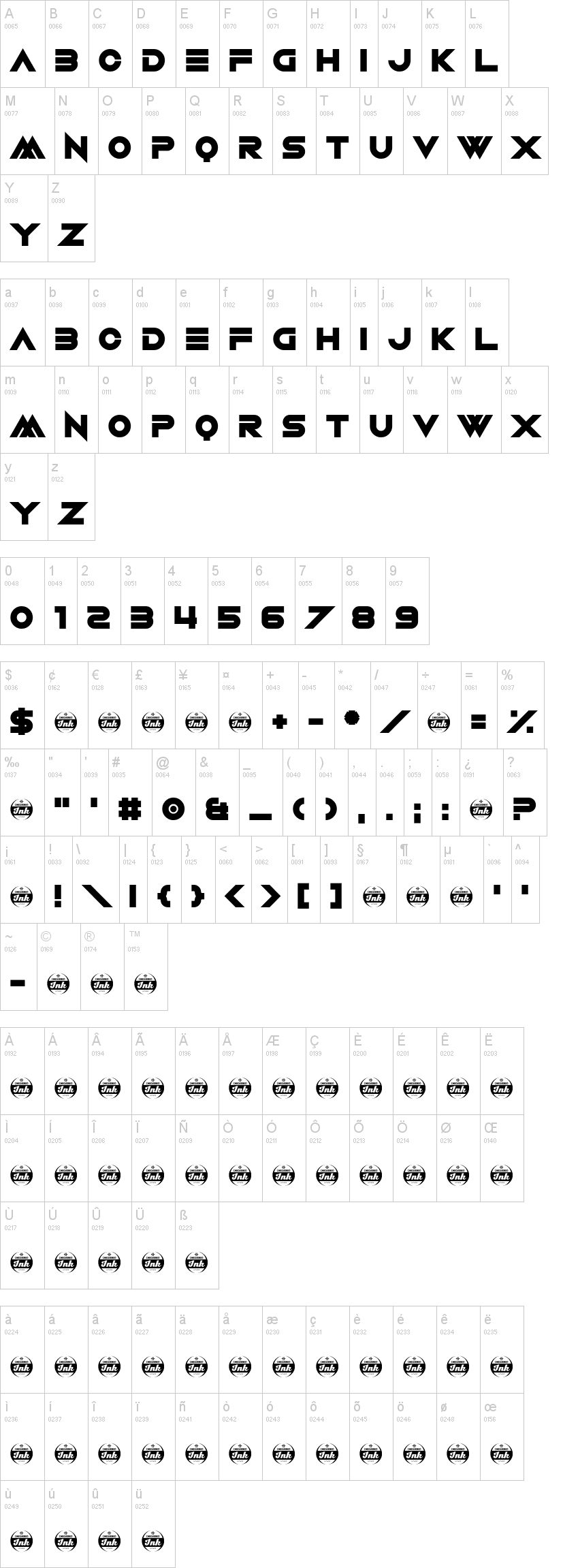 Amuse-Bouche 字体字形表
