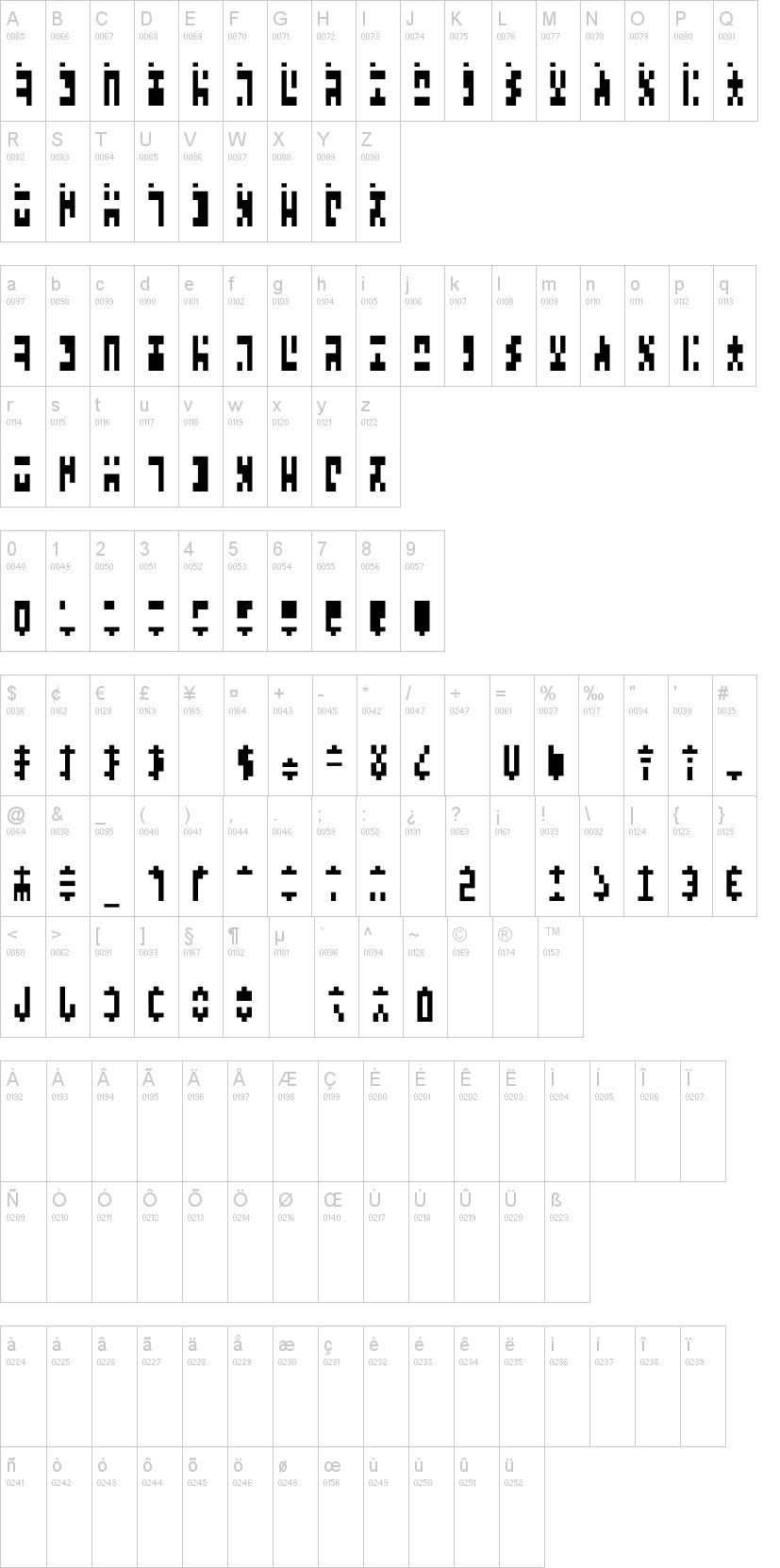 Ancient G Modern 字体字形表