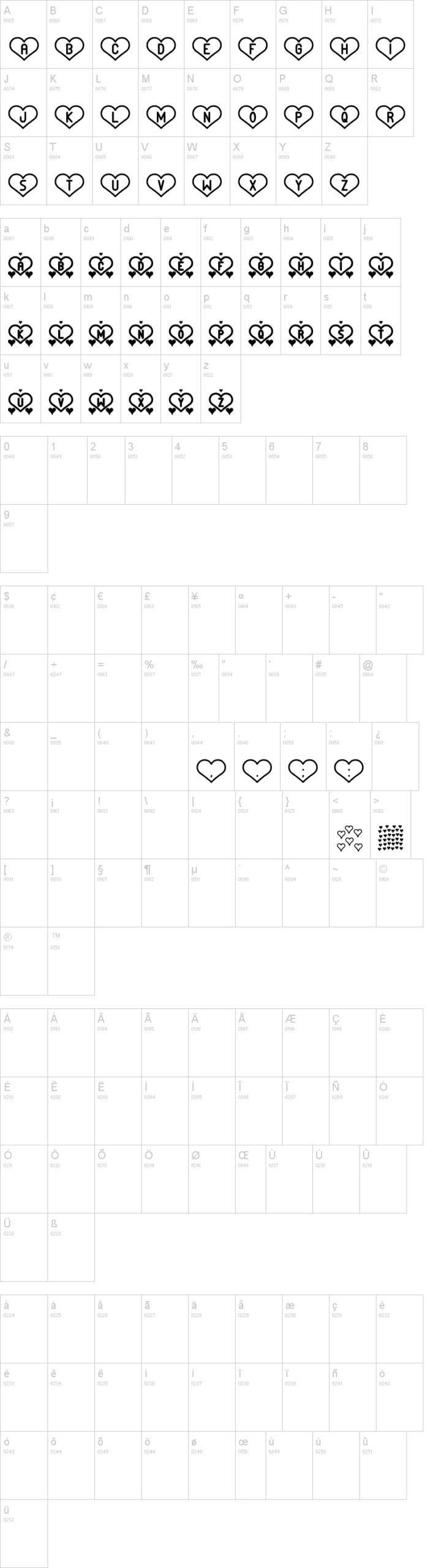 And Love st 字体字形表