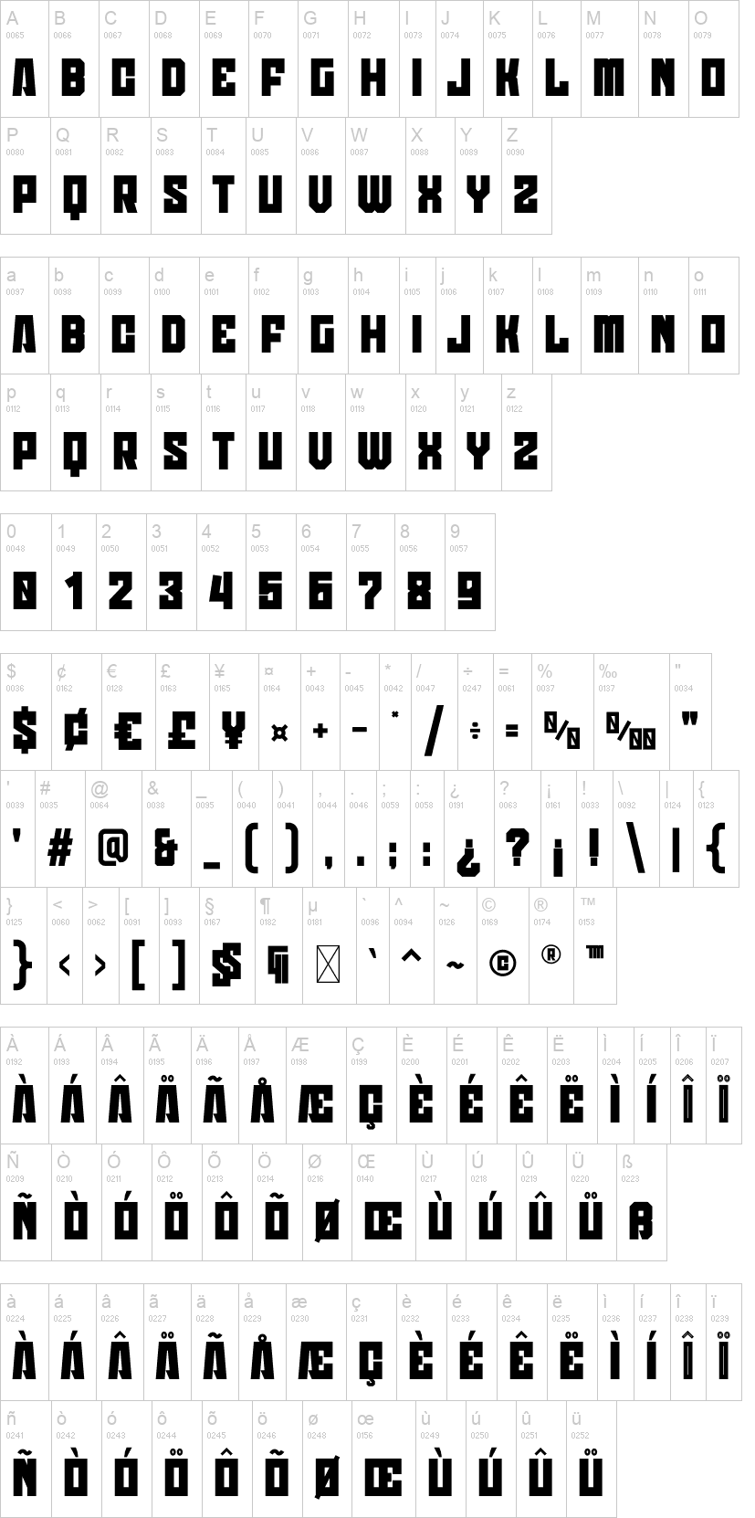Anderlecht 字体字形表