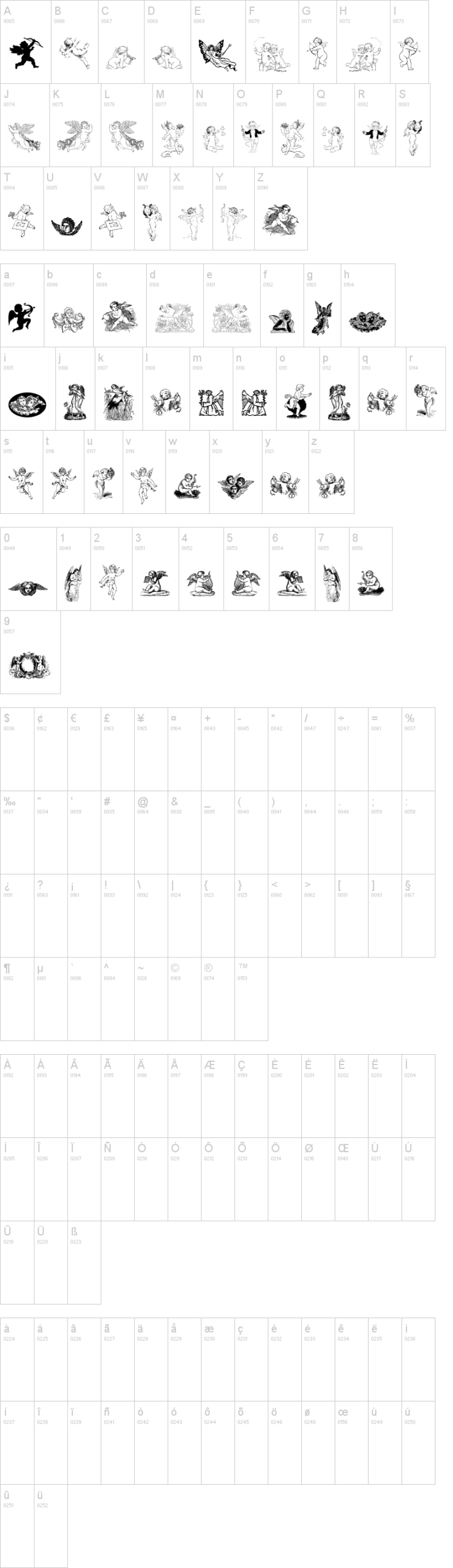 Angels Free 字体字形表