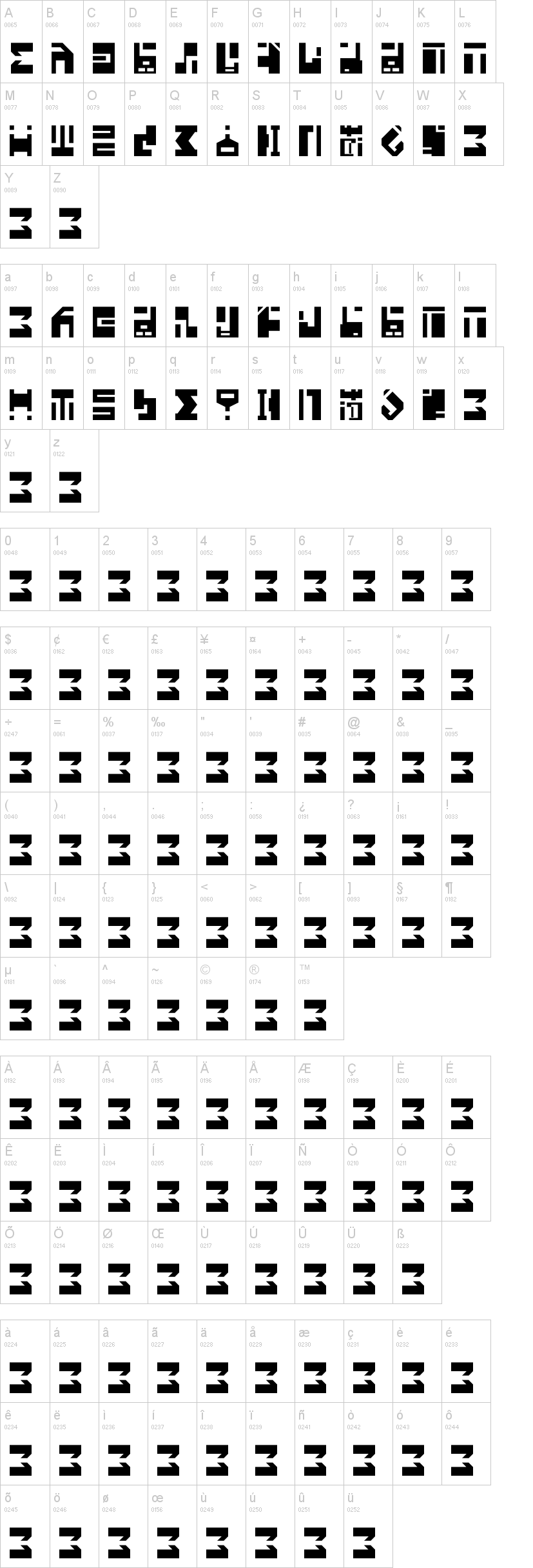 Anime 字体字形表