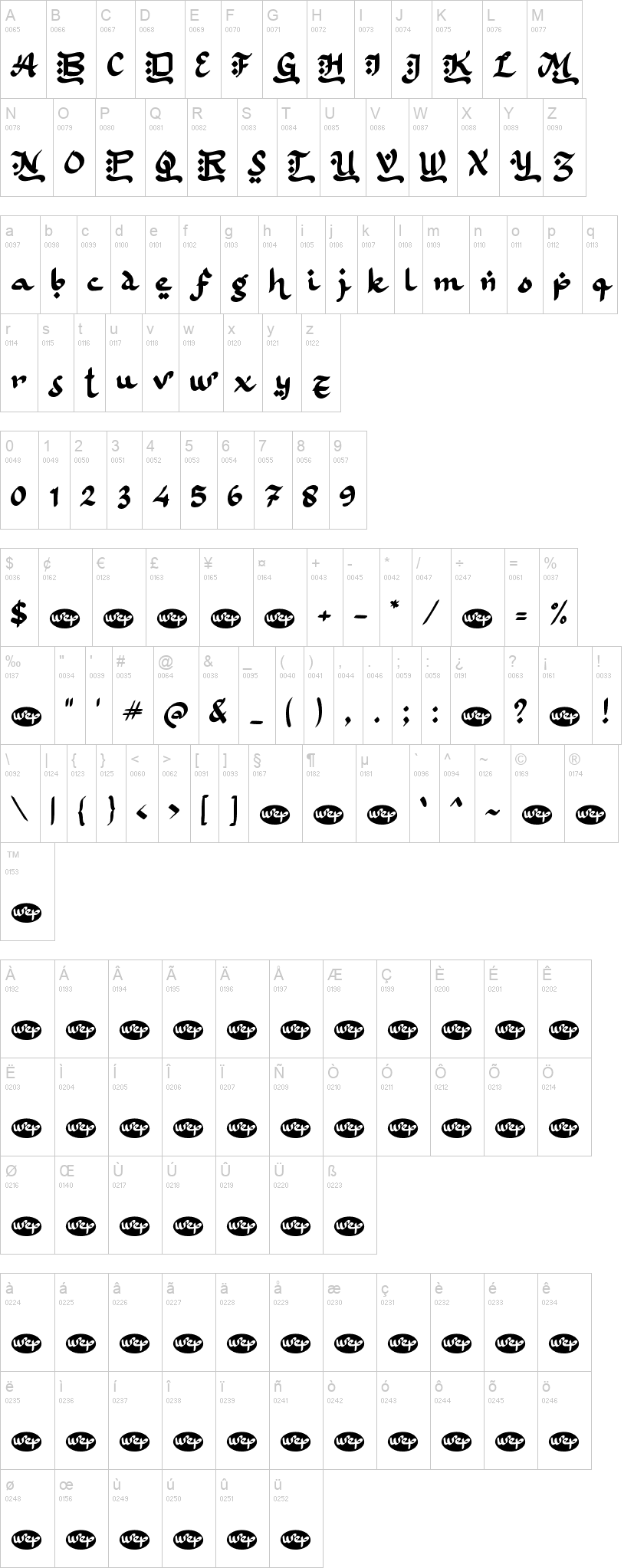 B Bulan Rajab 字体字形表
