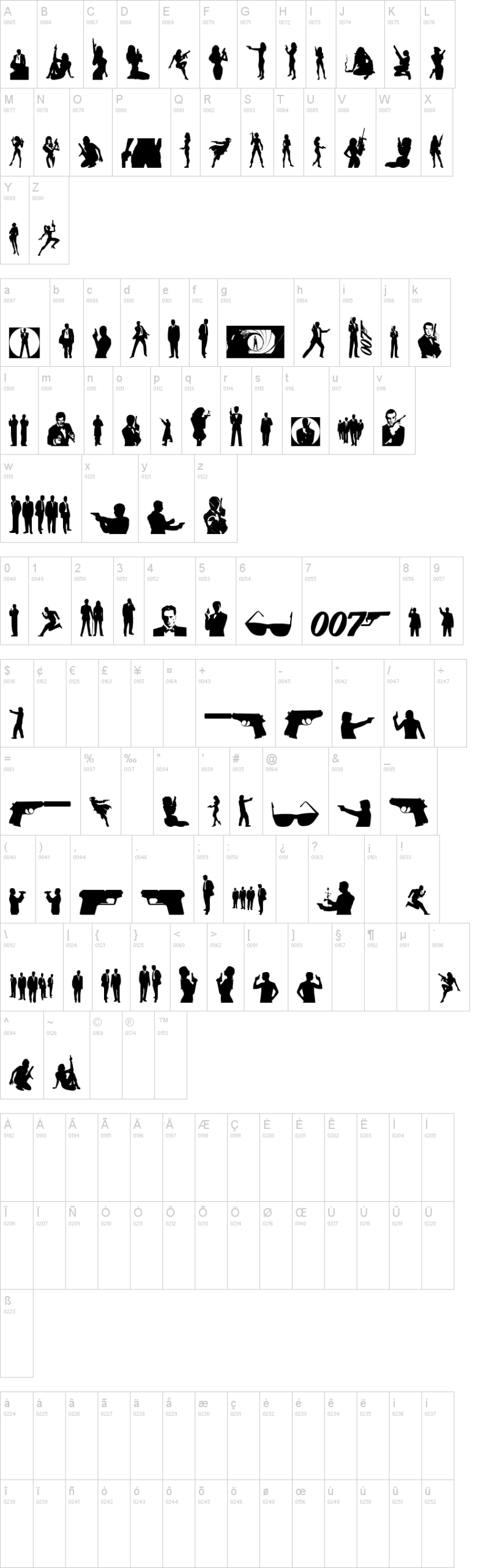 Babes & Bond 字体字形表