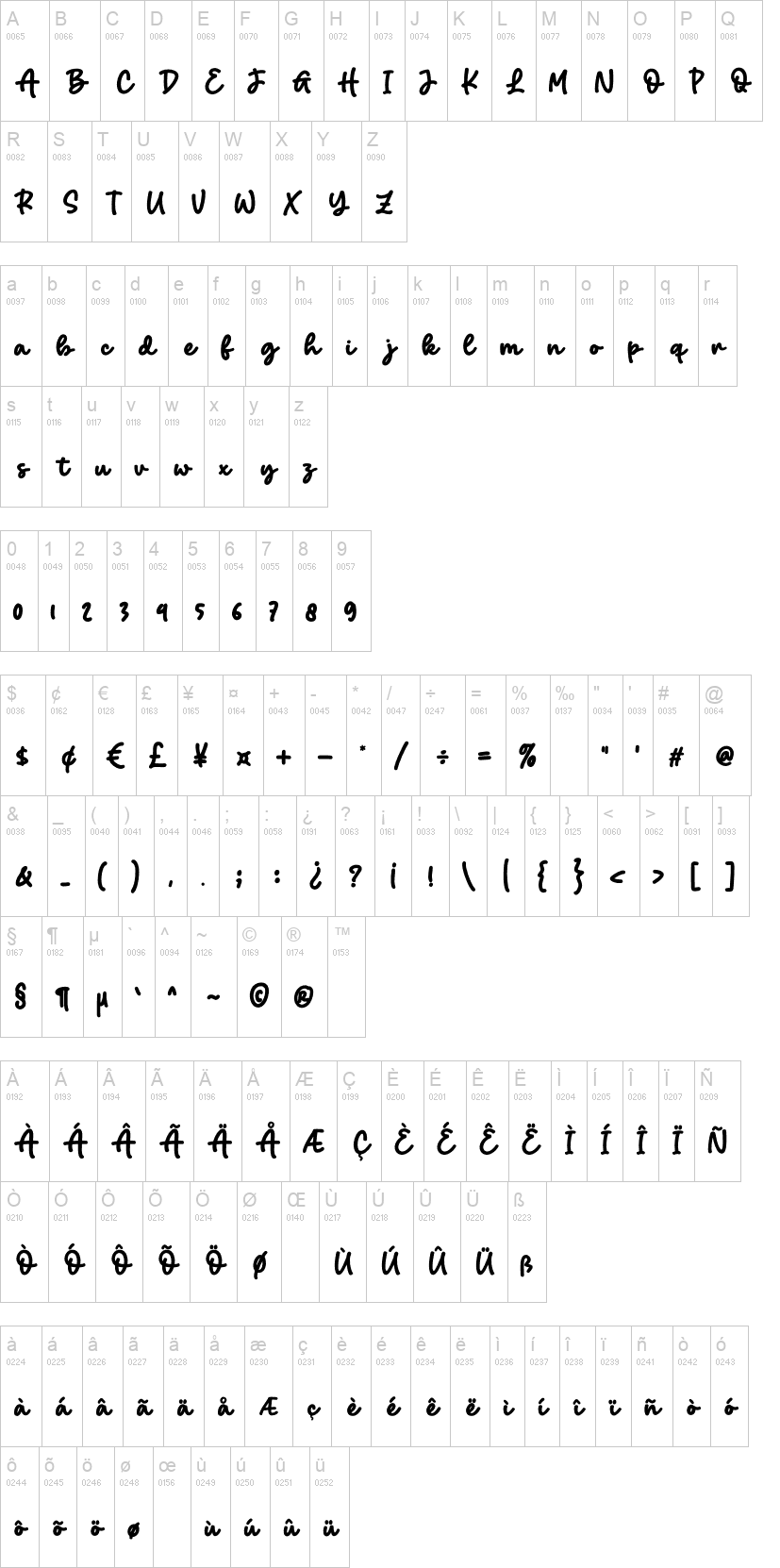 Backline 字体字形表