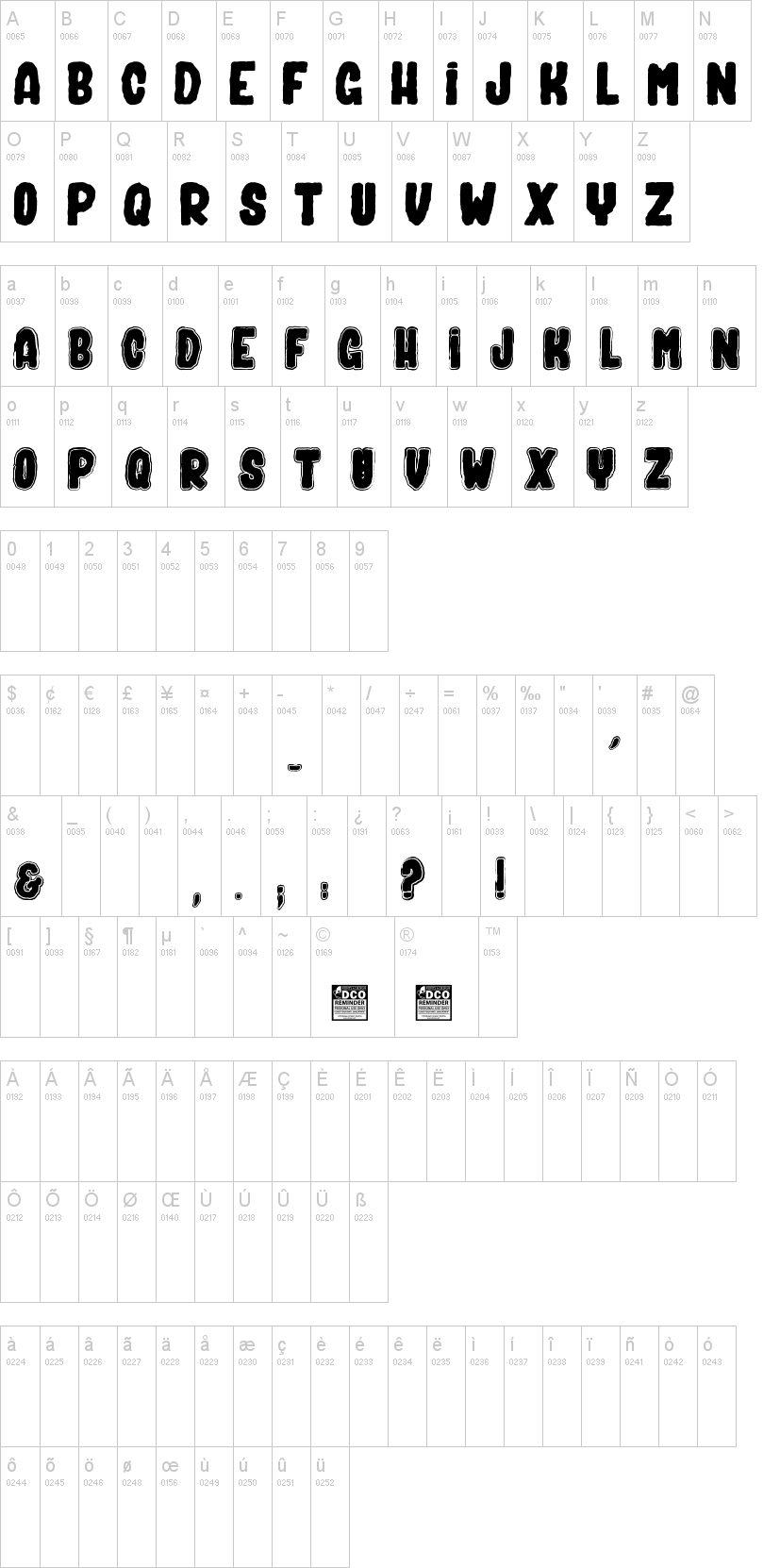 Bad Ghost 字体字形表