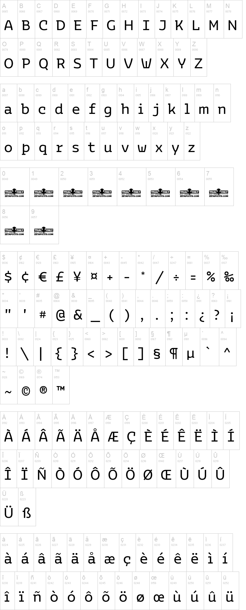 Bakemono Stereo 字体字形表