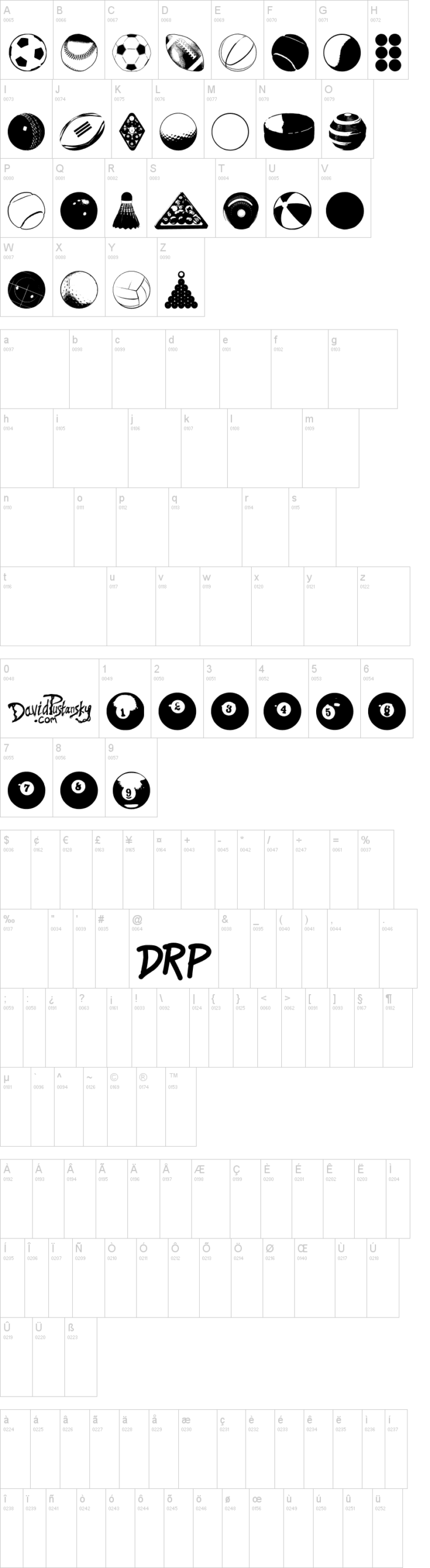 Balls Balls and More Balls 字体字形表