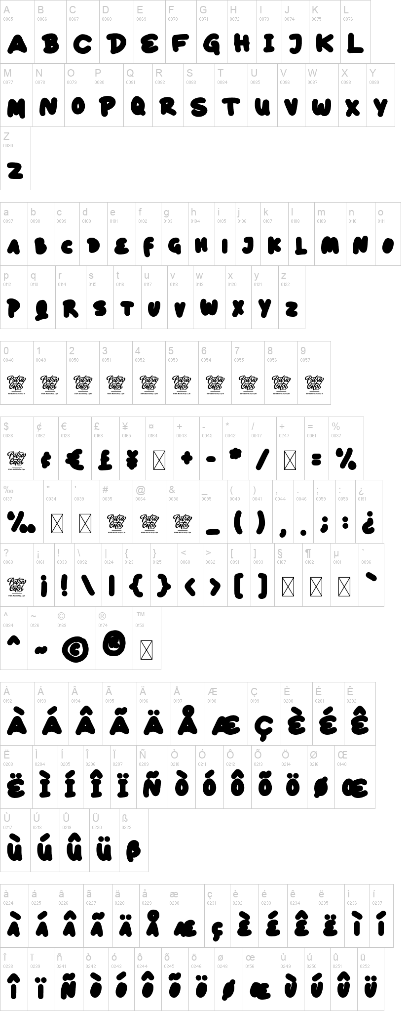 Ballsye 字体字形表