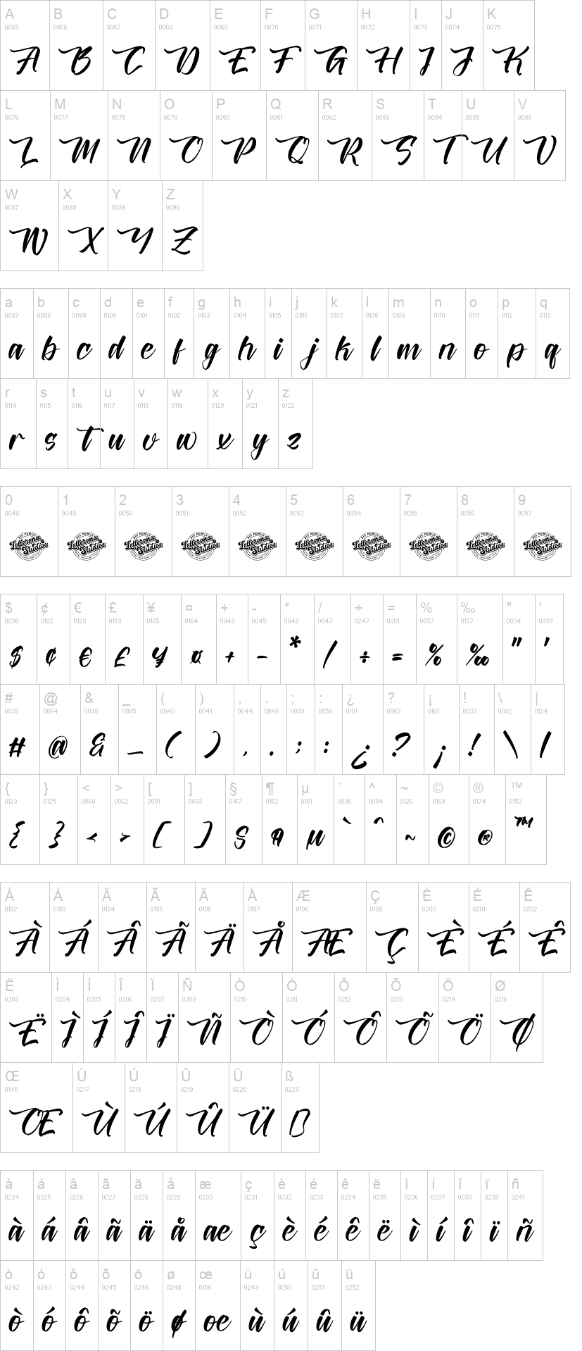 Battrich Delighta 字体字形表