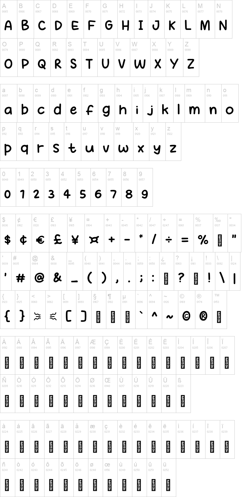 Bau Asem 字体字形表