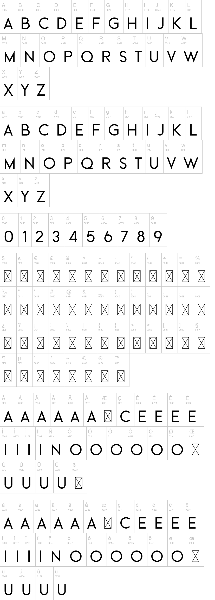 Beckman 字体字形表