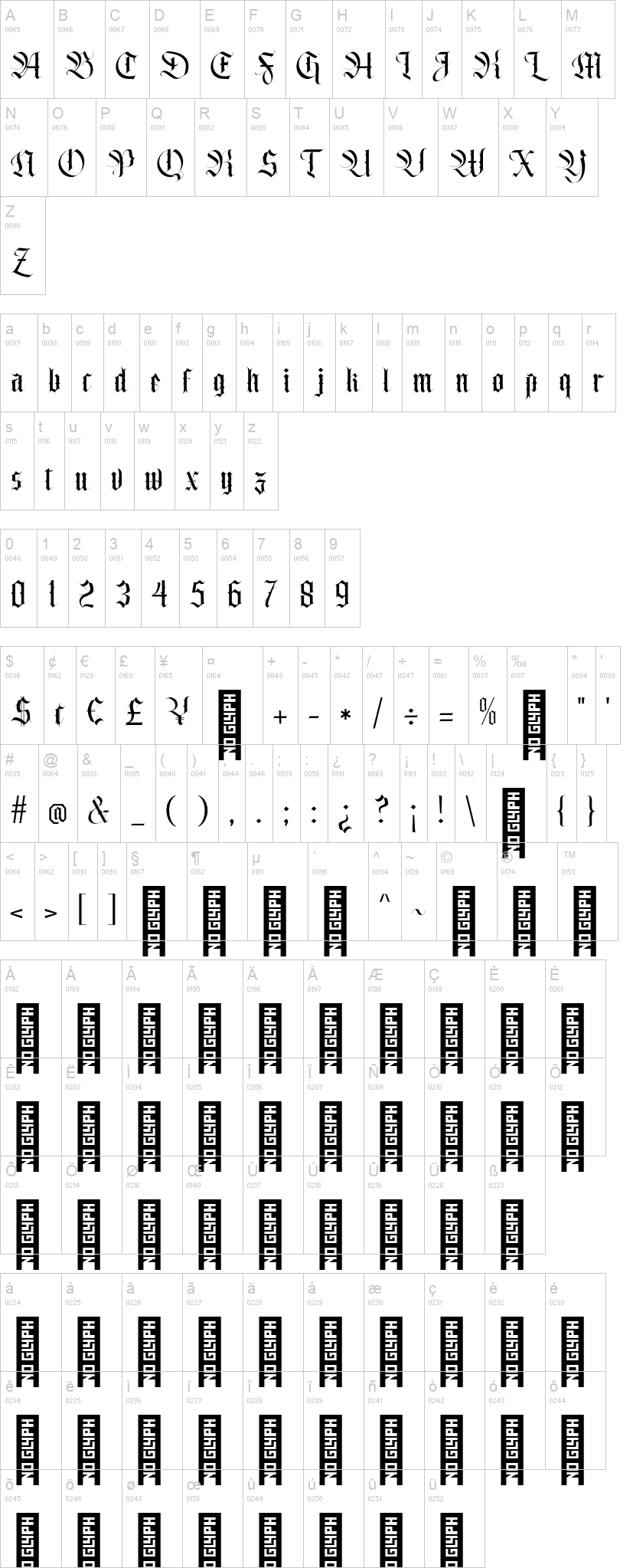 Belong Faith 字体字形表