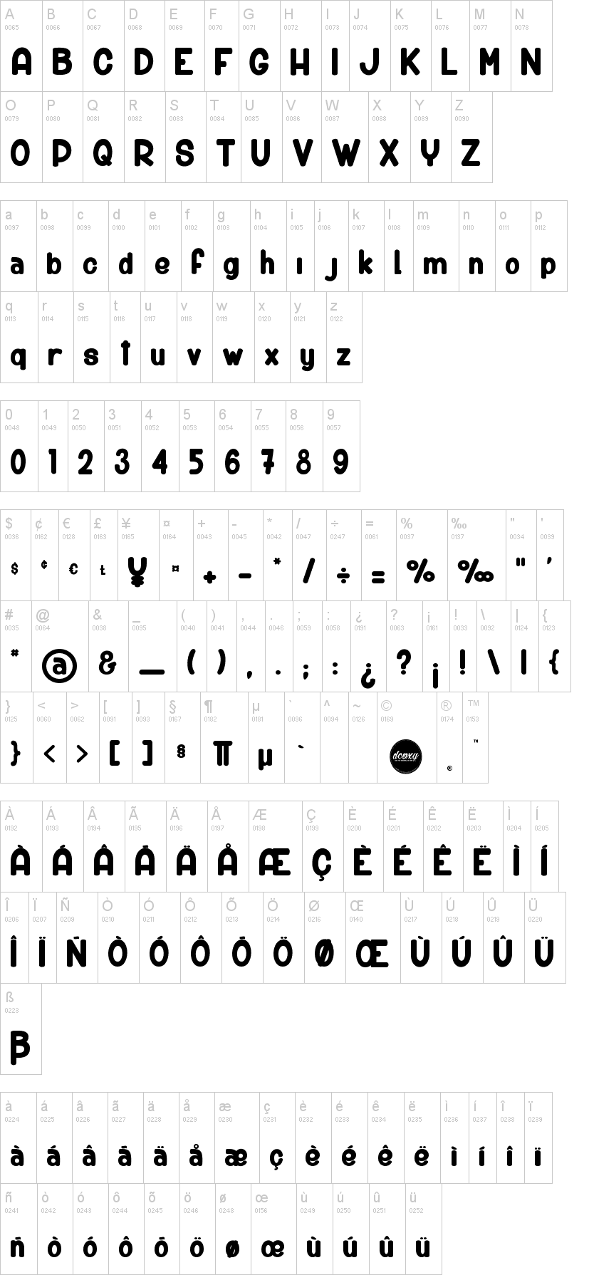 Big Car Short Gun 字体字形表