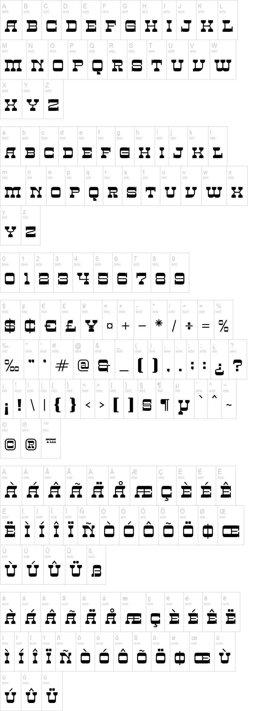 Big Rodheo 字体字形表